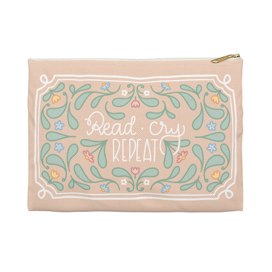 Read Cry Repeat Accessory Pouch | Floral Folk Art Zipper Pouch