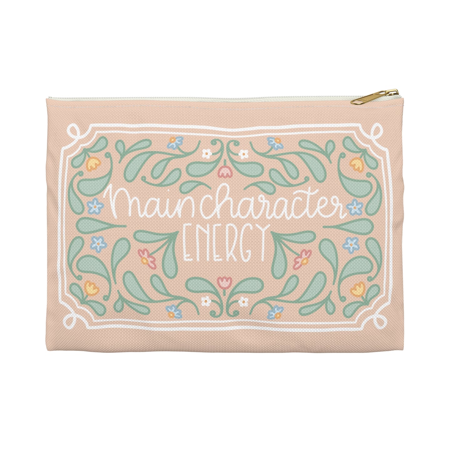 Main Character Energy Accessory Pouch | Floral Quatrefoil Design