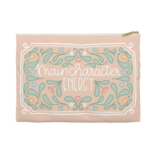 Main Character Energy Accessory Pouch | Floral Quatrefoil Design