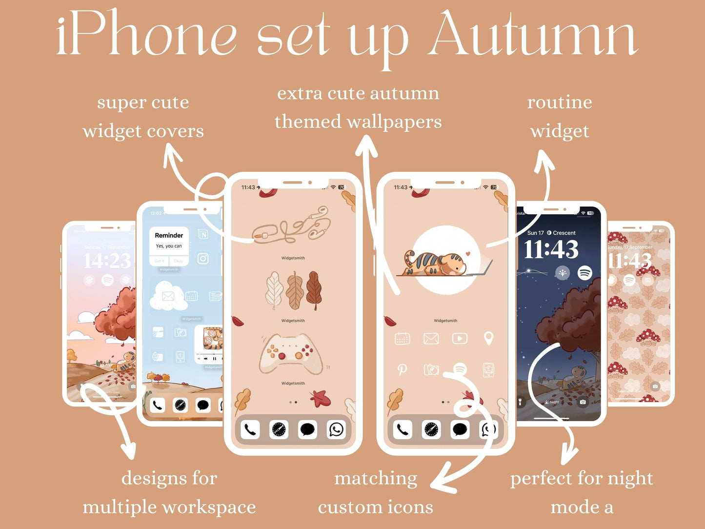 Autumn iPhone Set Up Pack - 10 wallpapers - 150+ widget covers - 500+ icons