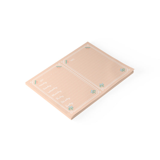 Peach Floral Weekly Planner Post-it | Lined To-Do Notes