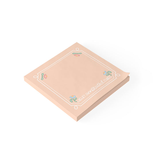 Lightly Anxious Floral Border Post-it Note Pads | Peach Square Sticky Notes