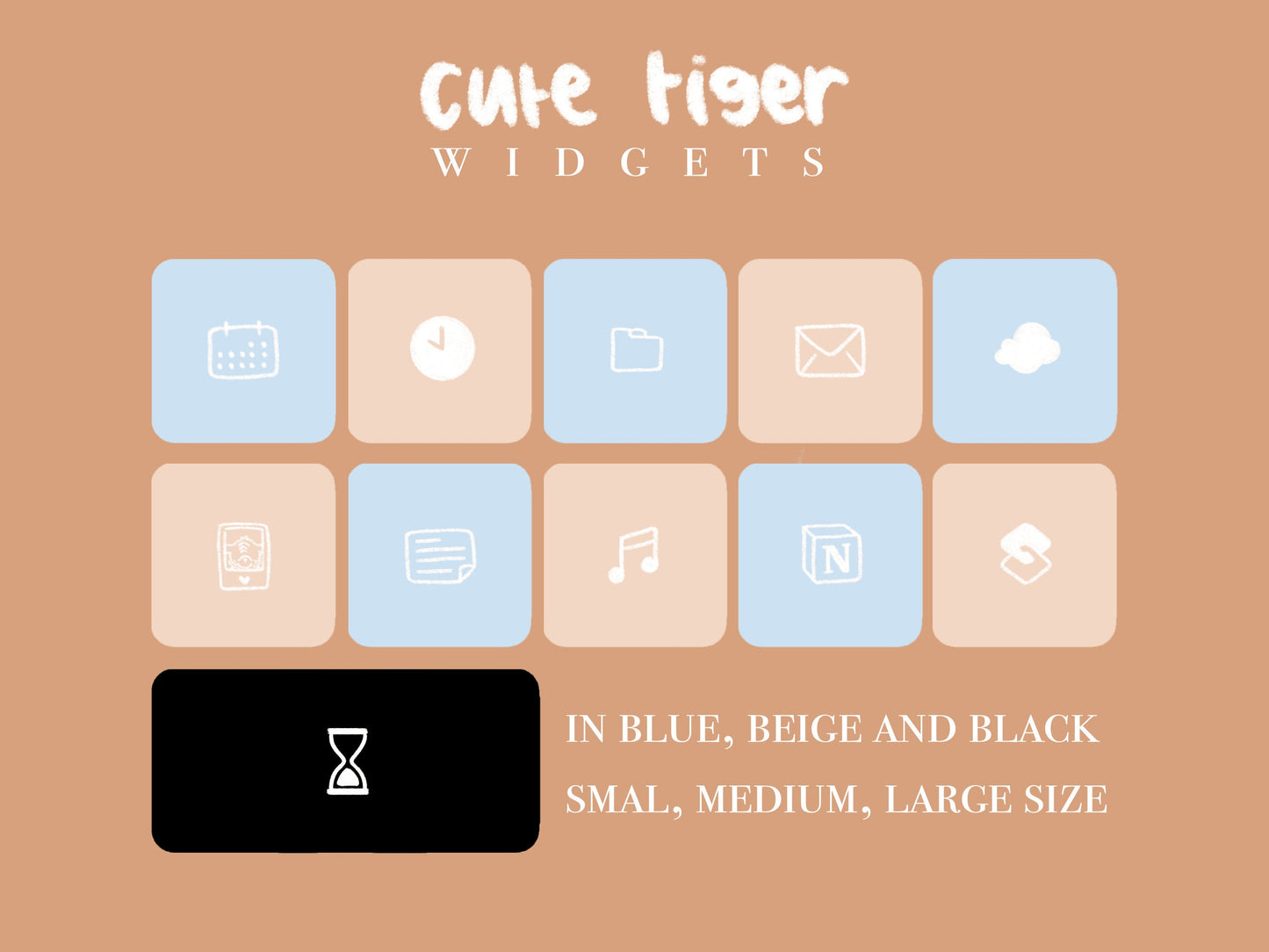 ULTIMATE Complete Cute Tiger iPhone Set Up Pack - 175+ widgets - 500+ icons - 8 wallpapers