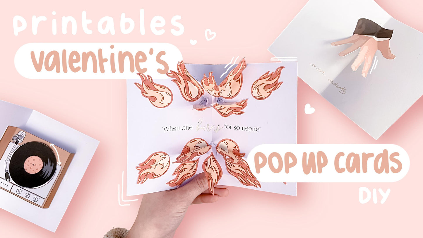 Valentine's Day Pop-Up Card Printables – Romantic DIY Cards Pride and Prejudice, Bridgerton & Vinyl – Printable PDF