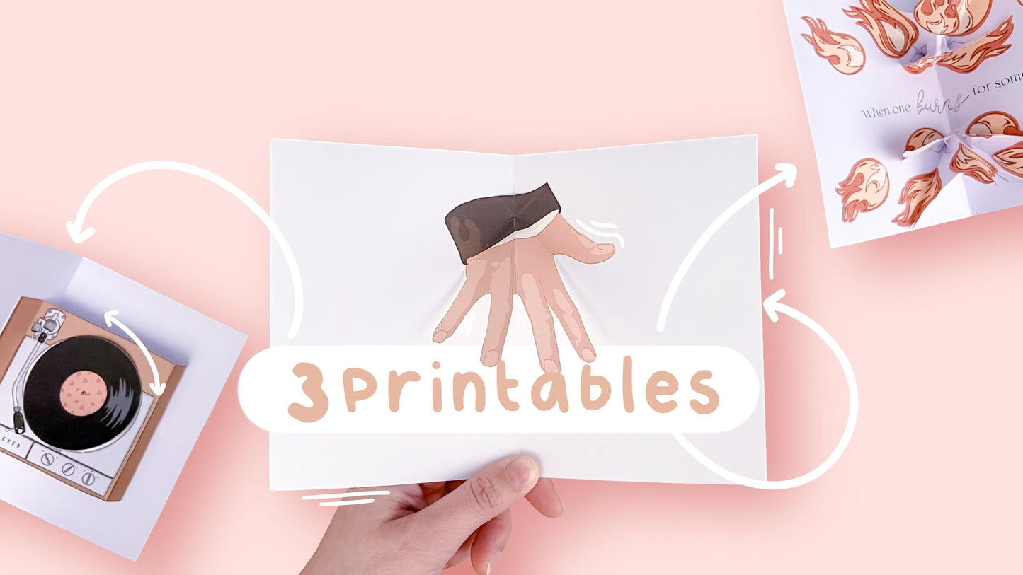 Valentine's Day Pop-Up Card Printables – Romantic DIY Cards Pride and Prejudice, Bridgerton & Vinyl – Printable PDF