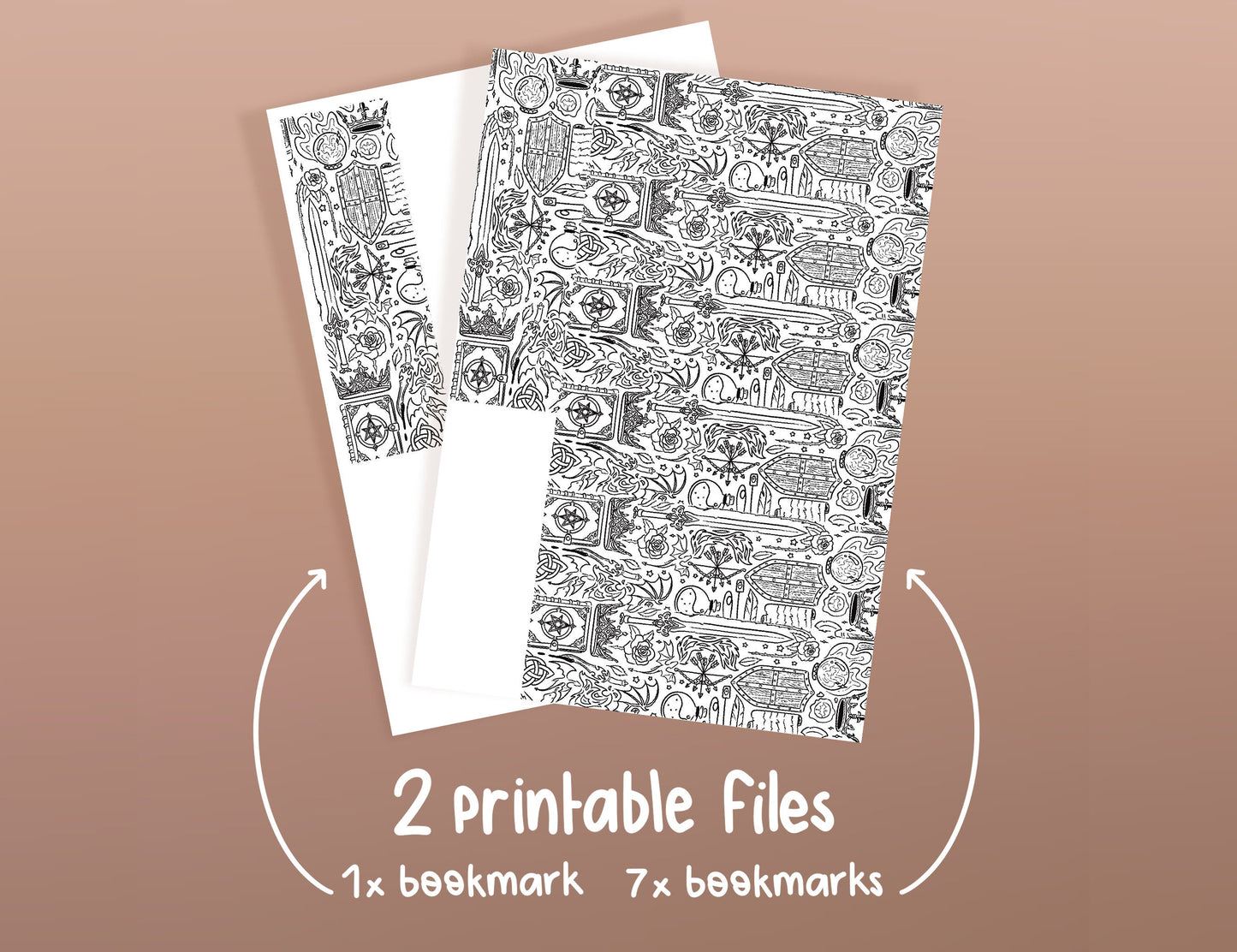 DIY Fantasy Books Doodles Bookmark - Printable