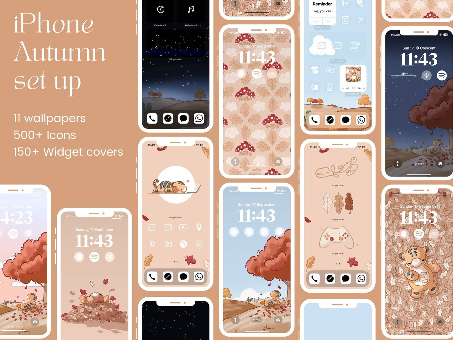 Autumn iPhone Set Up Pack - 10 wallpapers - 150+ widget covers - 500+ icons