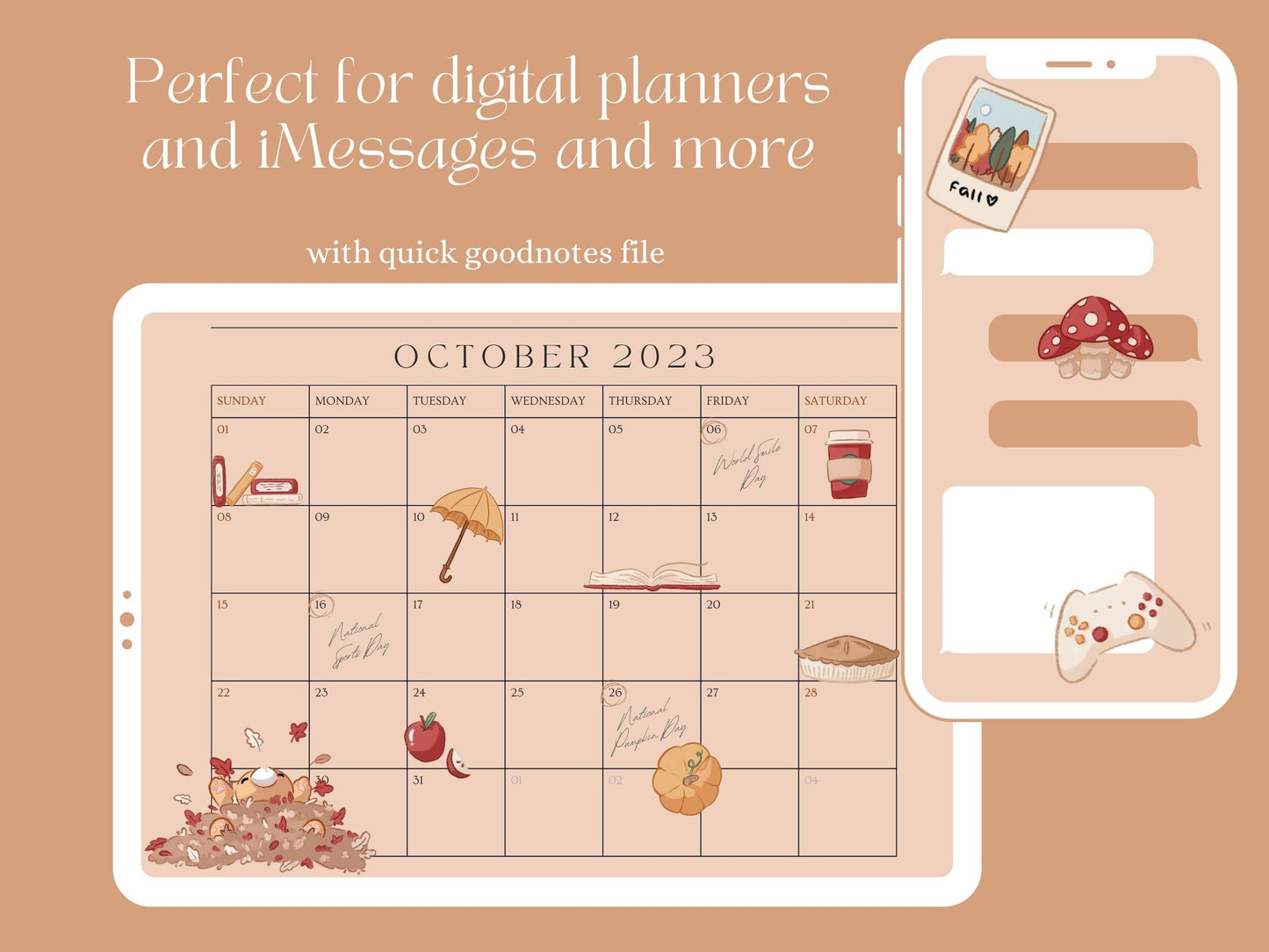 Autumn digital stickers - for goodnotes, iOS17, iPadOS17, digital planning and more
