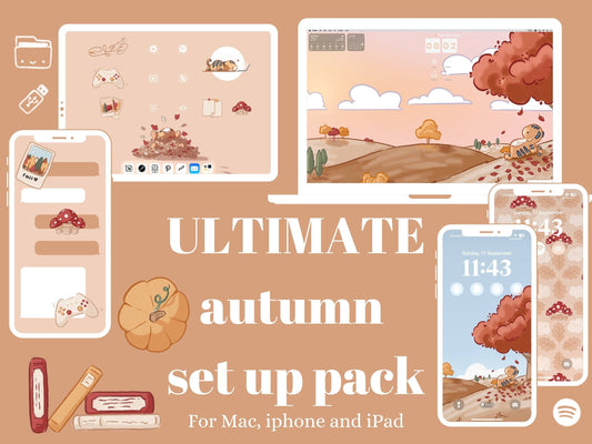 Autumn iPhone, iPad and mac Set Up Pack - 10 wallpapers (including 1 dynamic) - 1 screensaver - 150+ widget covers - 500+ icons