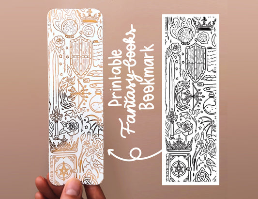 DIY Fantasy Books Doodles Bookmark - Printable