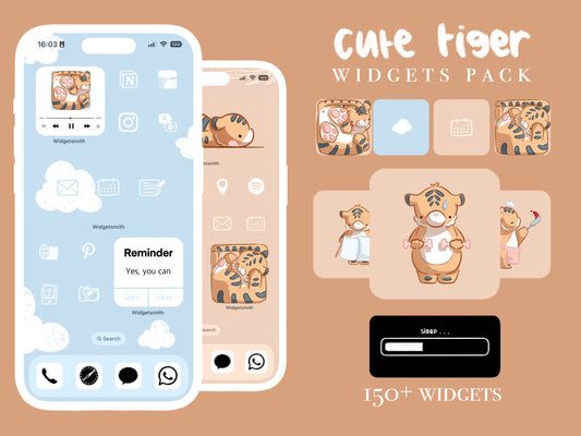 Cute tiger widget pack - 150+ widgets images in small medium and large + routine widget images