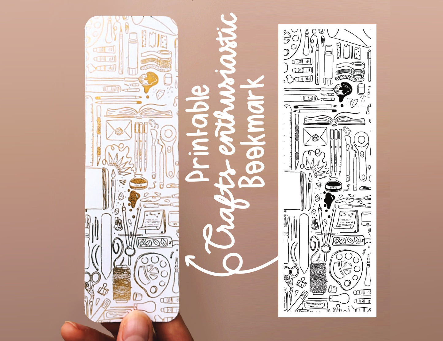 DIY Crafts Enthusiastic Doodles Bookmark - Printable