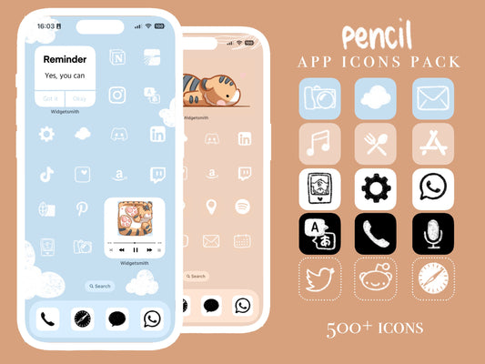 ULTIMATE Complete Cute Tiger iPhone Set Up Pack - 175+ widgets - 500+ icons - 8 wallpapers