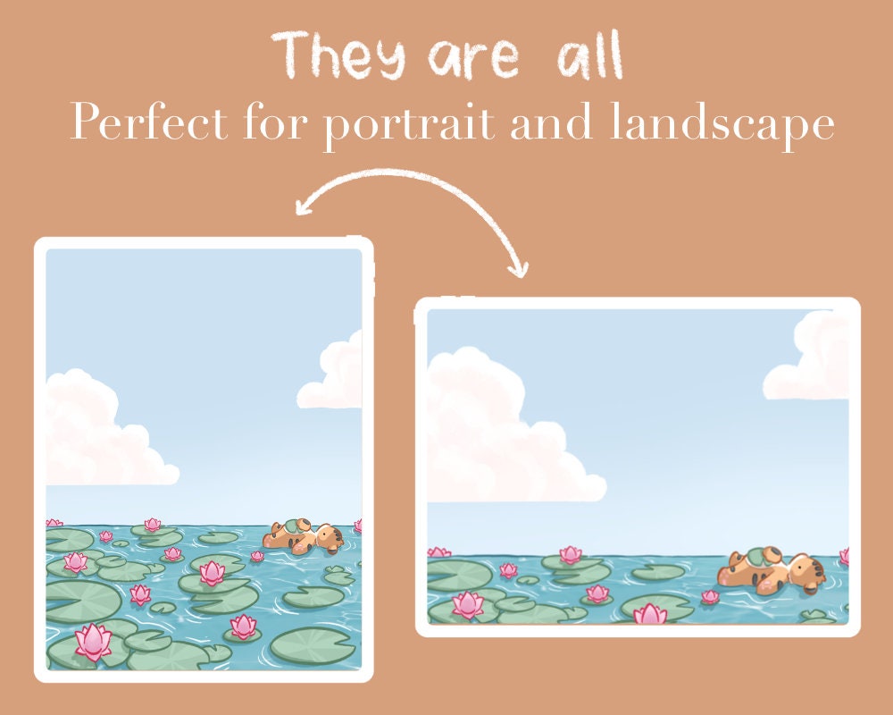 Set of 12 Cute Tiger iPad wallpapers - Digital Pastel aesthetic downloads for lock screen and home screen