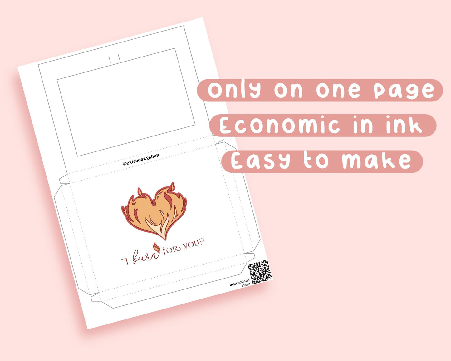 Burning card printable - A love card that burns DIY