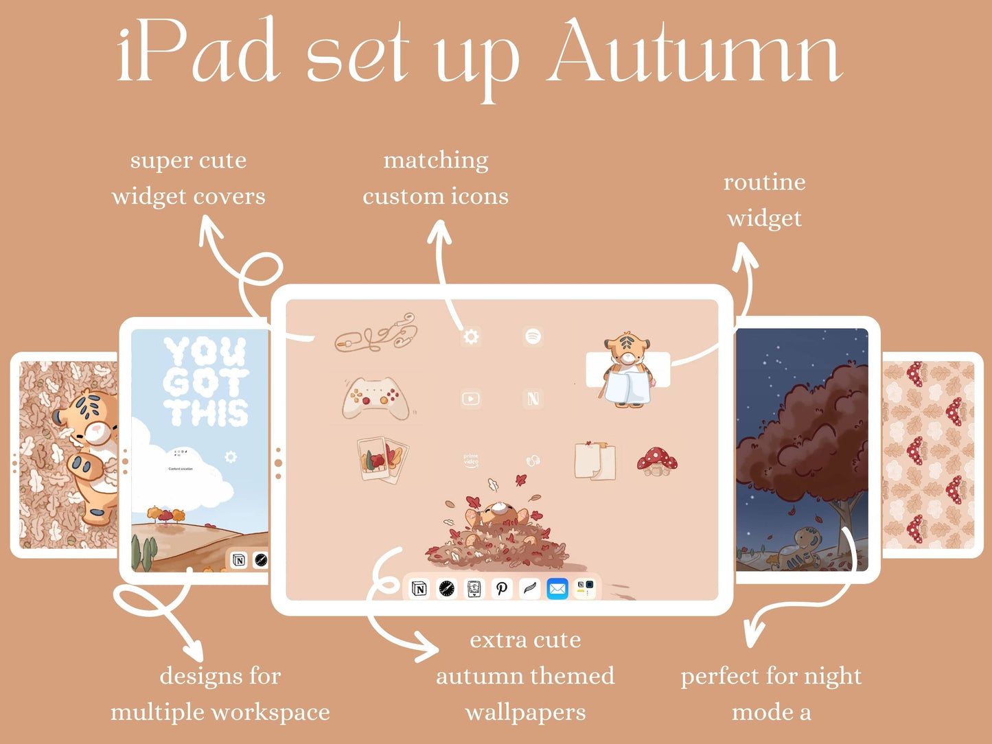 Autumn iPad Set Up Pack - 150+ widget covers - 500+ icons - 9 wallpapers