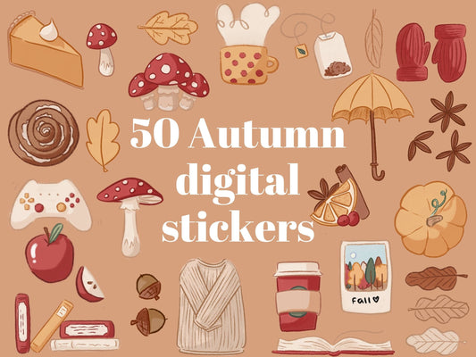 Autumn digital stickers - for goodnotes, iOS17, iPadOS17, digital planning and more