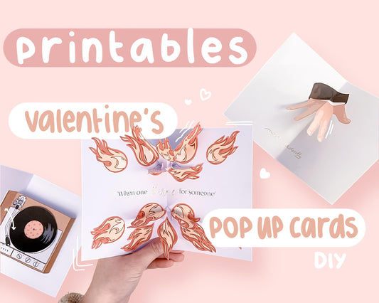 Valentine's Day Pop-Up Card Printables – Romantic DIY Cards Pride and Prejudice, Bridgerton & Vinyl – Printable PDF