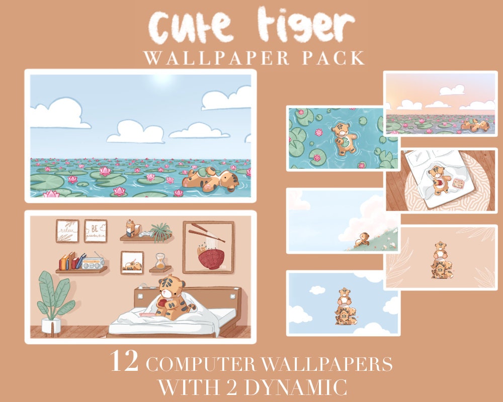 ULTIMATE Mac Set Up Complete Cute Tiger Pack - 500+ app icons - 250 files icons - 12 wallpapers (2 dynamic wallpapers)